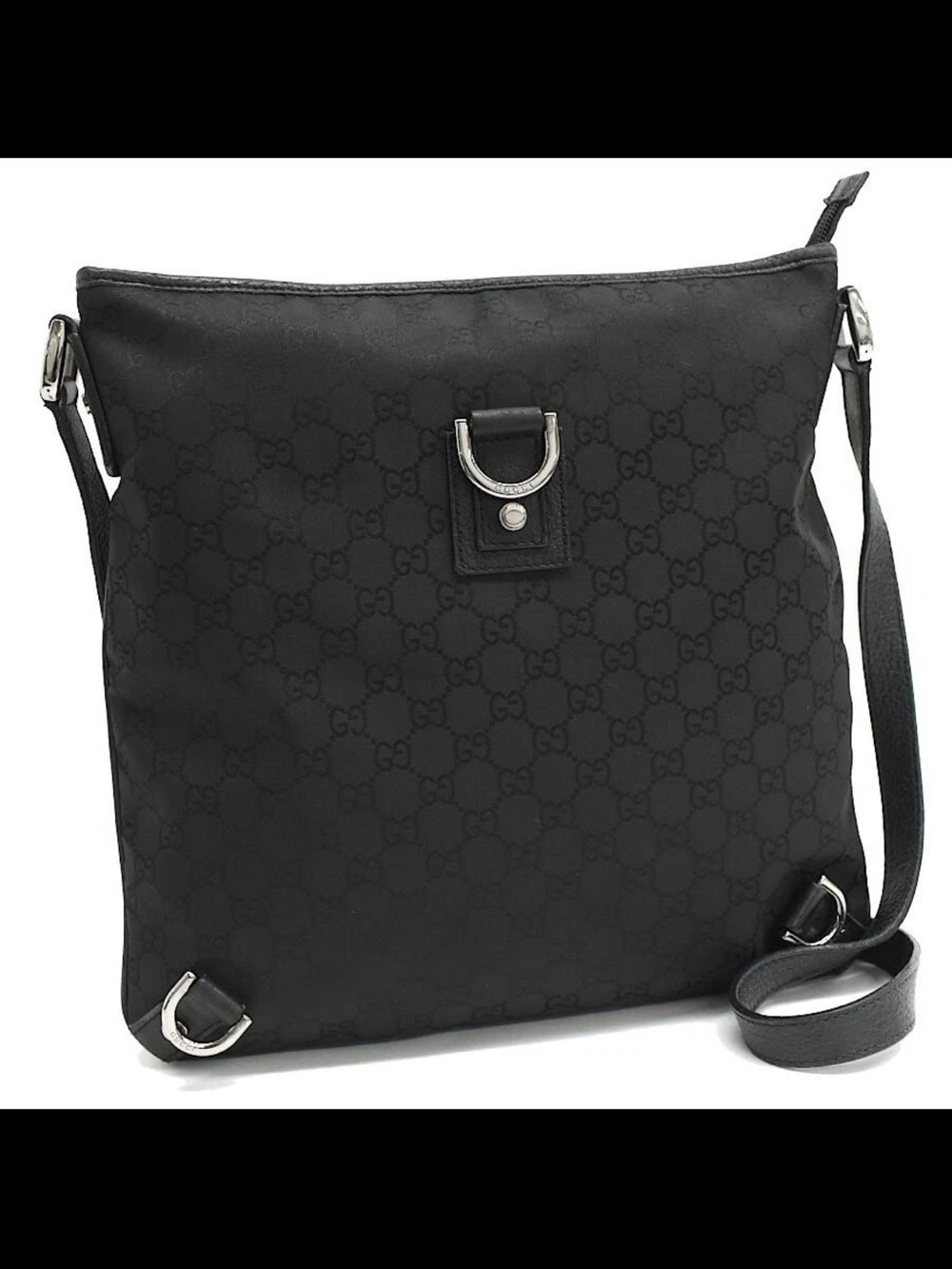 Gucci Black Monogram Messenger Crossbody Bag